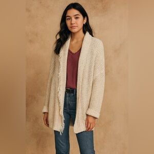 Free People I’ll Be Around Cozy Knit Cardigan Oatmeal Cream XS
